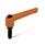 WN 300 Nylon Plastic Adjustable Levers, Threaded Stud Type, with Blackened Steel Components Color: OS - Orange, RAL 2004, textured finish