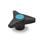 EN 533 Technopolymer Plastic Three-Lobed Knobs, with Brass / Stainless Steel Tapped Insert Color of the cover cap: DBL - Blue, RAL 5024, matte finish