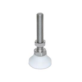  LPST Inch Size, &quot;Level-It&quot;™ Leveling Mounts, Stainless Steel Threaded Stud Type Type: D2 - Solid Delrin<sup>®</sup> plastic base