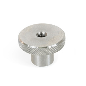  KRSK Steel or Stainless Steel Knurled Nuts, with Tapped Through Bore Material: NI - Stainless steel