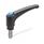 EN 603.1 Plastic Adjustable Levers, Threaded Stud Type, with Stainless Steel Components, with Push Button, Ergostyle® Color: DBL - Blue, RAL 5024, shiny finish