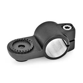 GN 278 Aluminum, Swivel Clamp Connectors Type: AV - With external serration<br />Finish: SW - Black, RAL 9005, textured finish