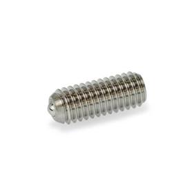 GN 615.9 Posicionadores de bola de acero inoxidable, con cojinete de fricción, con hexágono interno Tipo: KSN - Acero inoxidable, carga de muelle alta