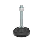 Steel Leveling Feet, Plastic Base, Threaded Stud Type, with Mounting Holes