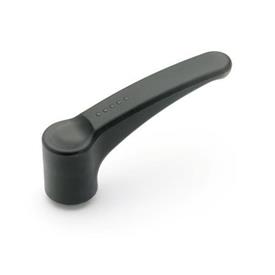 EN 601 Technopolymer Plastic Clamping Levers, Plain, Square, or Tapped Bore Type, with Brass Components, Ergostyle® 