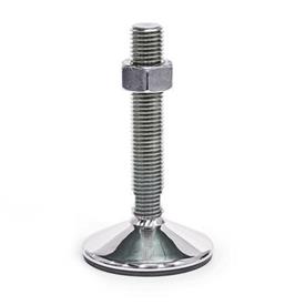 GN 17 Stainless Steel AISI 304 Leveling Feet, FDA Compliant Version (Stud): TK - With nut, wrench flat at the bottom