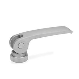 GN 927.7 Stainless Steel Clamping Levers with Eccentrical Cam, Tapped Type, with Stainless Steel Contact Plate Type: A - Stainless steel contact plate with setting nut