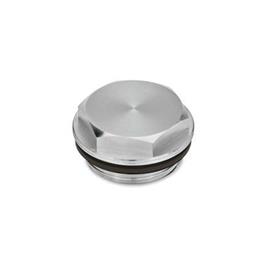 GN 742 Aluminum Fluid Fill / Drain Plugs, with or without Symbol, Resistant up to 356 °F Type: OS - Without symbol, plain finish<br />Identification no.: 1 - Without vent hole