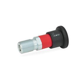 GN 816.1 Steel Locking Indexing Plungers, Plunger Pin Retracted in Normal Position Type: AR - Operation with knob, red sleeve, without lock nut