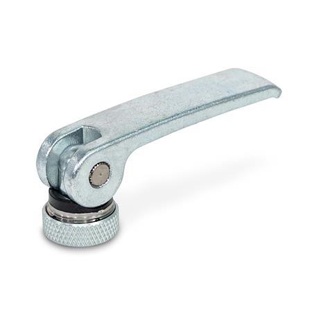 GN 927.3 Steel Clamping Levers with Eccentrical Cam, Tapped Type, with Plastic Contact Plate Type: A - Plastic contact plate with setting nut