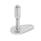 GN 43 Metric Thread, Stainless Steel Leveling Feet, Tapped Socket or Threaded Stud Type, with Mounting Hole, Teardrop Shape Type (Base): D0 - Without rubber pad / cap
Version (Stud / Socket): W - With adjustable sleeve, covered thread, wrench flat at the bottom