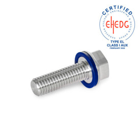 GN 1581 Stainless Steel Hex Head Screws, Low-Profile Head, Hygienic Design Finish: MT - Matte finish (Ra < 0.8 µm)<br />Sealing ring material: H - H-NBR