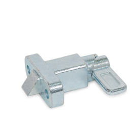 GN 724.2 Steel / Stainless Steel Cam Action Indexing Plungers, with Chamfered Pin, with Mounting Flange Type: B - Latch arm position parallel to the flange<br />Identification no.: 1 - Chamfer, top<br />Material / Finish: ZB - Zinc plated, blue passivated finish