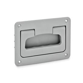 EN 825.2 Technopolymer Plastic Folding Handles with Recessed Tray, with Spring-Loaded Return Color: GR - Gray, RAL 7035, matte finish
