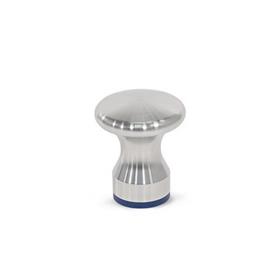GN 75.6 Stainless Steel Mushroom Shaped Knobs, with Tapped Hole or Threaded Stud, Hygienic Design Type: D - With tapped hole<br />Finish: MT - Matte finish (Ra < 0.8 µm)<br />Sealing ring material: H - H-NBR