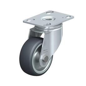  LKPA-TPA Steel Light Duty Swivel Casters, with Thermoplastic Rubber Wheels and Heavy Brackets Type: G - Plain bearing