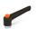 WN 303.2 Plastic Adjustable Levers, Tapped Type, with Zinc Plated Steel Components, with Push Button Lever color: SW - Black, RAL 9005, textured finish
Push button color: O - Orange, RAL 2004