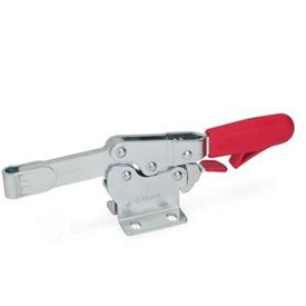 GN 820.3 Steel Horizontal Acting Toggle Clamps, with Safety Hook, with Horizontal Mounting Base Type: OL - Solid bar version, with weldable clasp