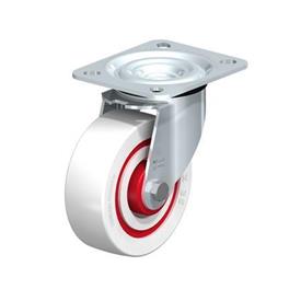  L-POW Zinc plated steel Noise Absorbing Swivel Casters, with Medium Duty Brackets Type: R-FK - Roller bearing with thread guard