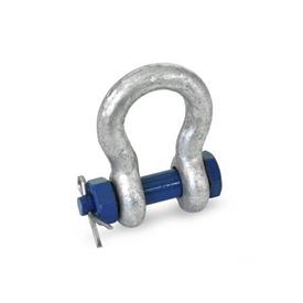 GN 585 Heat-Treated Steel Bow Shackles Type: B - With bolt, nut, and cotter pin