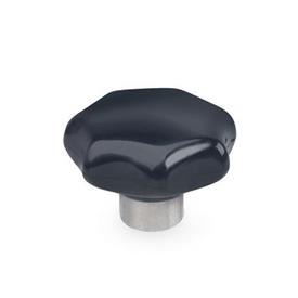 GN 6336.1 Phenolic Plastic Star Knobs, with Protruding Stainless Steel Hub 