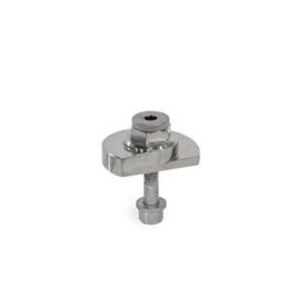 GN 918.6 Stainless Steel Clamping Cam Units, Upward Clamping, Screw from the Back Type: SKB - With hex<br />Clamping direction: R - By clockwise rotation (drawn version)
