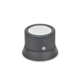GN 726.2 Aluminum Knurled Control Knobs, Plain Bore or Collet Type Type: B - Neutral, without indicator point or scale<br />Identification no.: 1 - With set screw