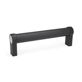 GN 333.1 Aluminum Tubular Handles, with Straight Legs Type: A - Mounting from the back (tapped blind hole)<br />Finish: SW - Black, RAL 9005, textured finish