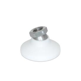  MLPSO Soportes de nivelación «Level-It»™, tipo zócalo roscado de acero inoxidable, roscas en medidas métricas Tipo: B2 - Base sólida de plástico Delrin<sup>®</sup>