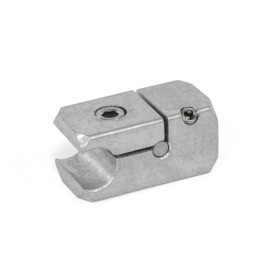 GN 476.2 Aluminum Rail T-Mounting Clamps, Splittable Type: A - With axial bore<br />Finish: MT - Matte, tumbled finish