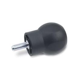 EN 675 Technopolymer Plastic Ball Handles, with Steel Threaded Stud, Ergostyle®, Softline 