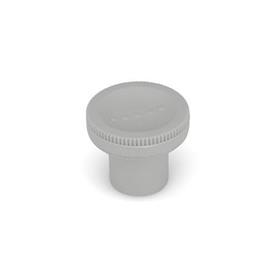 EN 676 Technopolymer Plastic Knurled Knobs, with Brass Tapped Insert, Ergostyle® Color: GR - Gray, RAL 7035, matte finish