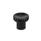 GN 676.1 Boule / bouton poussoir en acier, finition noircie, avec trou borgne taraudé, lisse ou bord moleté Type: B - Avec moletage