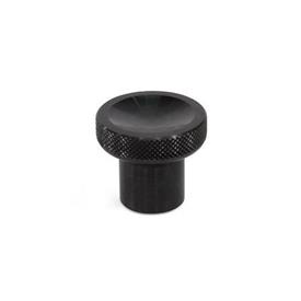 GN 676.1 Steel Push / Pull Knobs, Blackened Finish, with Tapped Blind Hole, Plain or Knurled Rim Type: B - With knurl