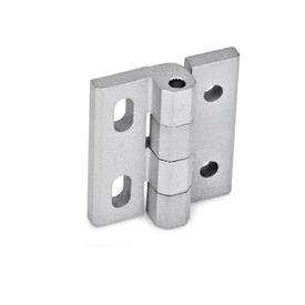 GN 235 Zinc Die-Cast Hinges, Adjustable Material: ZD - Zinc die-cast<br />Type: DH - With through holes and vertical slots<br />Finish: SR - Silver, RAL 9006, textured finish