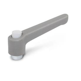 WN 303.2 Nylon Plastic Adjustable Levers with Push Button, Tapped Type, with Zinc Plated Steel Components Lever color: GS - Gray, RAL 7035, textured finish<br />Push button color: G - Gray, RAL 7035