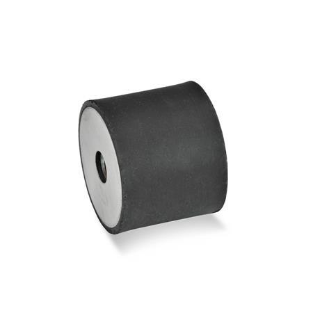 Vibration Isolation Mounts GN 451: Rubber, Cylindrical Type, with Stainless Steel Components