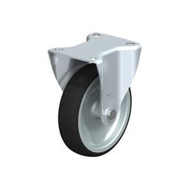  B-PATH Steel Medium Duty Polyurethane Treaded Fixed Casters, with Plate Mounting Type: G - Plain bearing