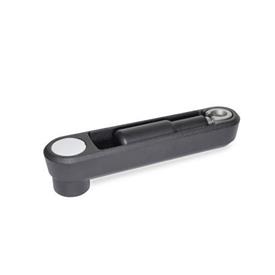 GN 472.5 Aluminum Crank Handles, with Recessed Locking Retractable Handle, with Stainless Steel Retractable Mechanism Color: SW - Black, RAL 9005, textured finish