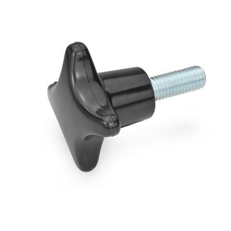 GN 6335.4 Plastic Hand Knobs, with Steel Threaded Stud Material: SK - Duroplast (Phenolic PF)