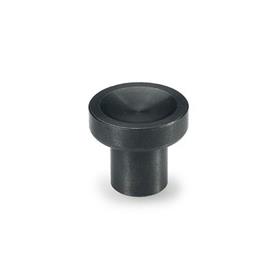 GN 676.1 Boule / bouton poussoir en acier, finition noircie, avec trou borgne taraudé, lisse ou bord moleté Type: A - Sans moletage