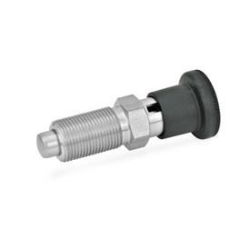 GN 817 Stainless Steel Indexing Plungers, Lock-Out and Non Lock-Out, with Multiple Pin Lengths Material: NI - Stainless steel<br />Type: C - Lock-out, without lock nut
