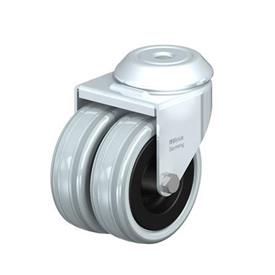  LMDA-VPA Acier, roulettes jumelées pivotantes en caoutchouc gris pour service mi-lourd, avec support de trou de boulon Type: G - Palier lisse