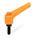WN 303 Nylon Plastic Adjustable Levers with Push Button, Threaded Stud Type, with Blackened Steel Components Lever color: OS - Orange, RAL 2004, textured finish
Push button color: O - Orange, RAL 2004