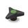 EN 533 Technopolymer Plastic Three-Lobed Knobs, with Brass / Stainless Steel Tapped Insert Color of the cover cap: DGN - Green, RAL 6017, matte finish