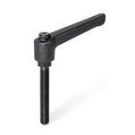 Nylon Plastic Fixed Clamping Levers, Threaded Stud Type, with Steel Components