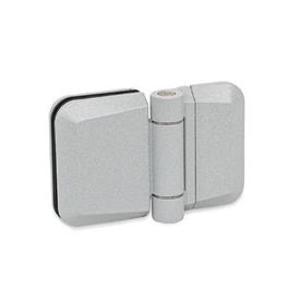 GN 938 Zinc Die-Cast Hinges, for Panels (Door Panes) Material: ZD - Zinc die-cast<br />Finish: SR - Silver, RAL 9006, textured finish