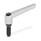 GN 306 Manijas ajustables de zinc fundido a presión, con espárragos con puntas especiales de acero Color: SR - Plateado, RAL 9006, acabado texturizado
Tipo: DZ - Acero, punta ovalada endurecida
