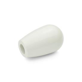 EN 719.2 Technopolymer Plastic Domed Gear Lever Knobs, Tapped or Press-On Type Color: WS - White, RAL 9002, shiny finish