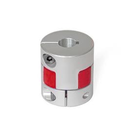 GN 2240 Aluminum Elastomer Jaw Couplings, with Clamping Hub, with Metric or Inch Bores Bore code: K - With keyway (from d<sub>1</sub> = 30)<br />Hardness: RS - 98 shore A, red